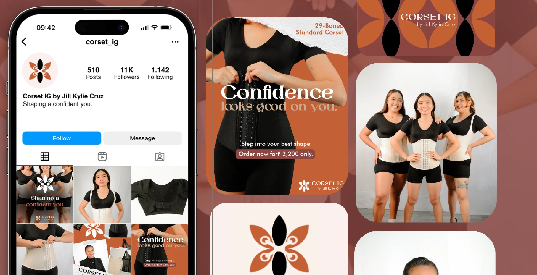 Corset IG brand and campaign materials