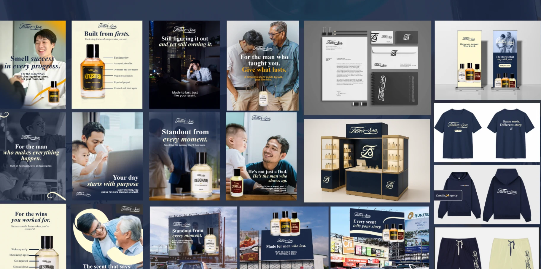 Father and Son fragrance campaign: product storytelling, social content, identity and retail applications